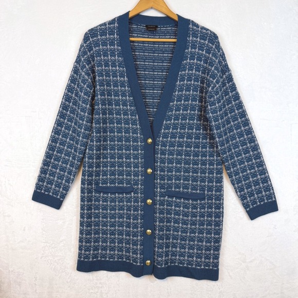Talbots Sweaters - Talbots Pure Merino Wool Cardigan Classic Plaid Button Front M Old Money Capsule